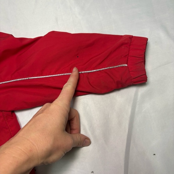 MEC Boys 4 Red Aquanator Fleece Lined Windbreaker Rain Jacket Hooded Full Zip - Picture 3 of 10